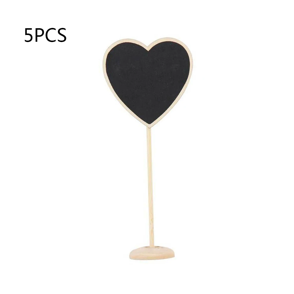 

5Pcs Heart Shaped Blackboard Chalkboard Message Board Wedding Table Decor Wooden Crafts Store Creative Price Tag