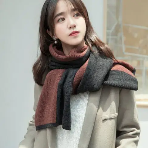 

Wholesale 2018 New Fashion Winter Men And Women Pashmina Cashmere Solid color Scarf two double Colors Wrap Shawl Scarf