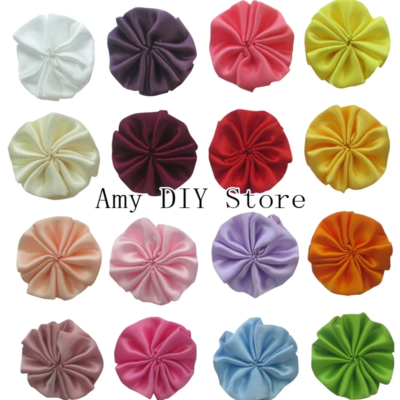 Free Shipping 200pcs/lot NEW Design 100 Handmade Satin Sew Flower