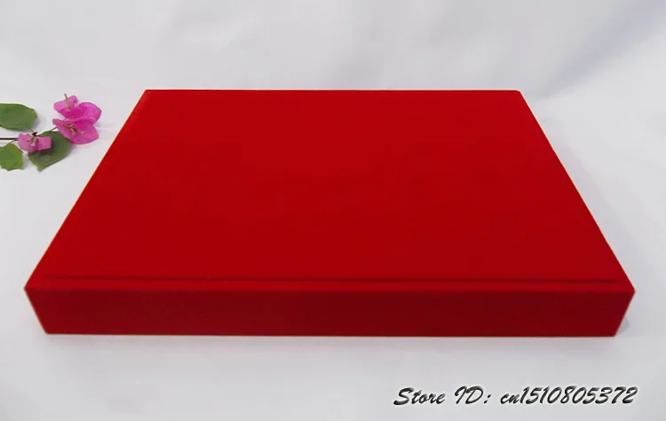 

Superior Red Velvet Jewelry Display Flat Tray Showing Blank Jewellry Holder Organizer Showcase