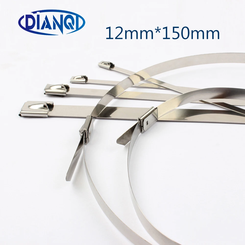 100pcs 12mmx150mm 12*150mm Self Locking Stainless Steel wires cable