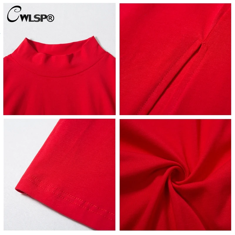 CWLSP manga larga Mock Neck Stretch vestido sólido Partido otoño elegante Midi vestidos Sexy partido vestido Slim ropa mujer QL4211 CWLSP manga larga Mock Neck Stretch vestido sólido Partido otoño elegante Midi vestidos Sexy partido vestido Slim ropa mujer QL4211