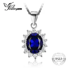 Jewelrypalace oval 3.2ct princesa diana william colgante creado azul zafiro colgante de plata de ley 925 joyería de moda las mujeres