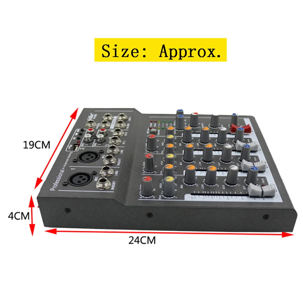 

Newly Mini Audio Mixer with USB DJ Sound Mixing Console 4 Channel 48V Amplifier For Karaoke KTV Party BN99