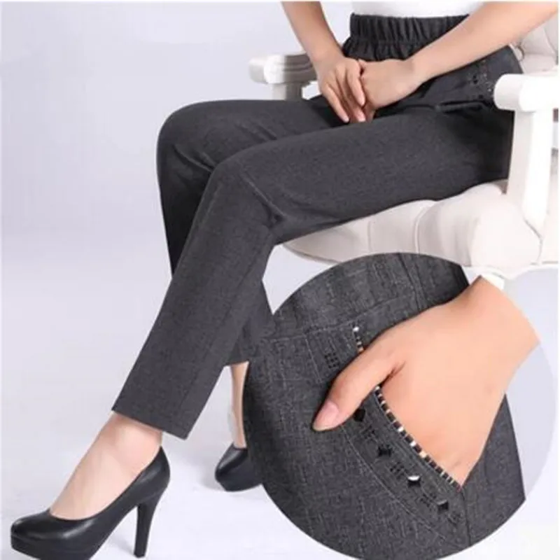 Quinquagenarian Women Autumn Pants Trousers Female Elastic