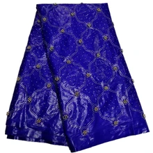 Бисерный базин getzner riche Королевский синий Базен riche getzner новейший дизайн ткань bazin с бусинами и камнями 5 ярдов