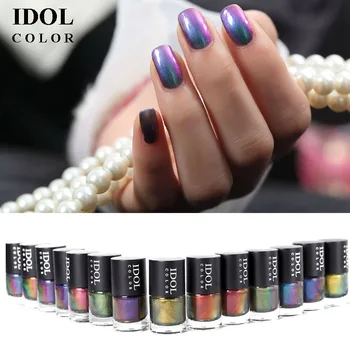 

IDOL COLOR Holographic Nail Polish 15ml Quick Dry And Smooth Long Lasting Nail Varnish Chameleon Effect Shimmer Polish Nail