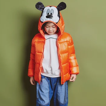 

YH-1808 Fashion Winter Baby Cotton padded Coat Girl Orange Keep Warm Jacket Child Unisex Cartoon Hooded kids Parka Boy Outerwear