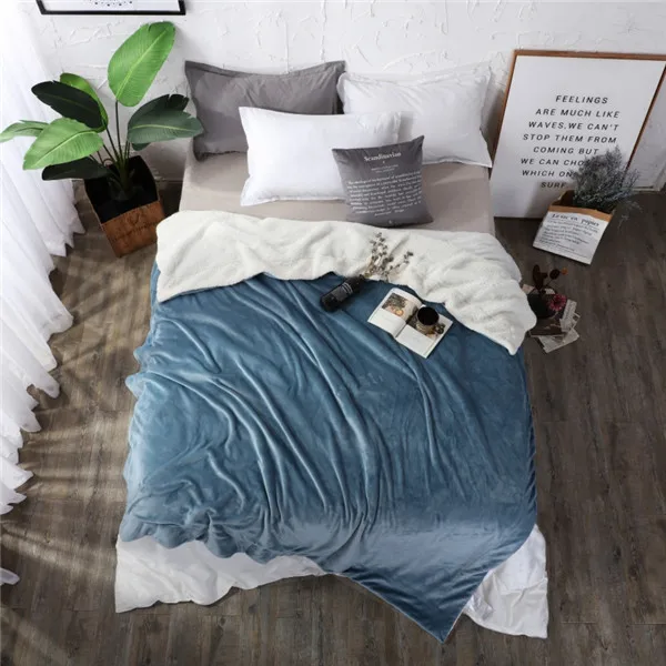 Матча Двухслойное одеяло толстое мягкое пледы на диван кровать самолет путешествия пледы домашний текстиль для взрослых Cobe 150x200 см 2 размера - Цвет: Peacock blue