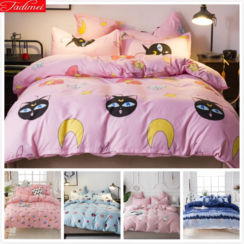 Kids Soft Cotton Bedding Set 3pcs 4pcs Bed Linens Single Twin Full Queen King Size Duvet Cover 1.35m 1.5m 1.8m 2m 2.2m Bedlinens | Дом и сад