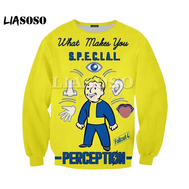 

LIASOSO 2018 Summer New 3D color printing Fallout 4 Game Character Top clothes, men's and women's Sweatshirts clothing SE1080
