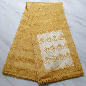 

2019 New style French net lace fabric Green African tulle mesh lace fabric high quality nigerian lace fabrics Yellow Pink
