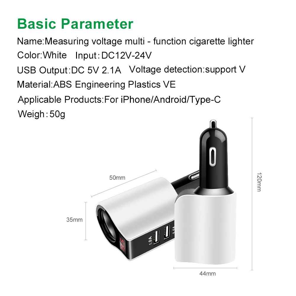 Двойной USB прикуриватель Смарт автомобильное зарядное устройство Напряжение Ток дисплей телефон gps Зарядка адаптер USB 2 способ разветвитель Быстрая зарядка
