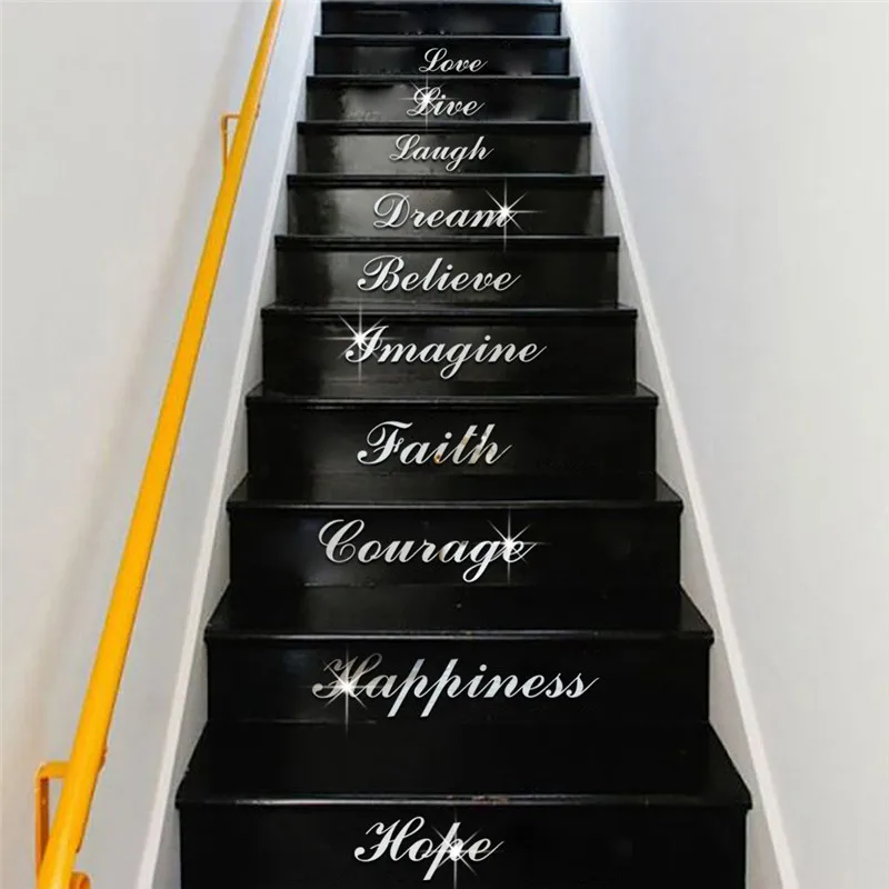Tanghome Stairs Word Art Love Live Laugh Dream Mirror 3d Wall
