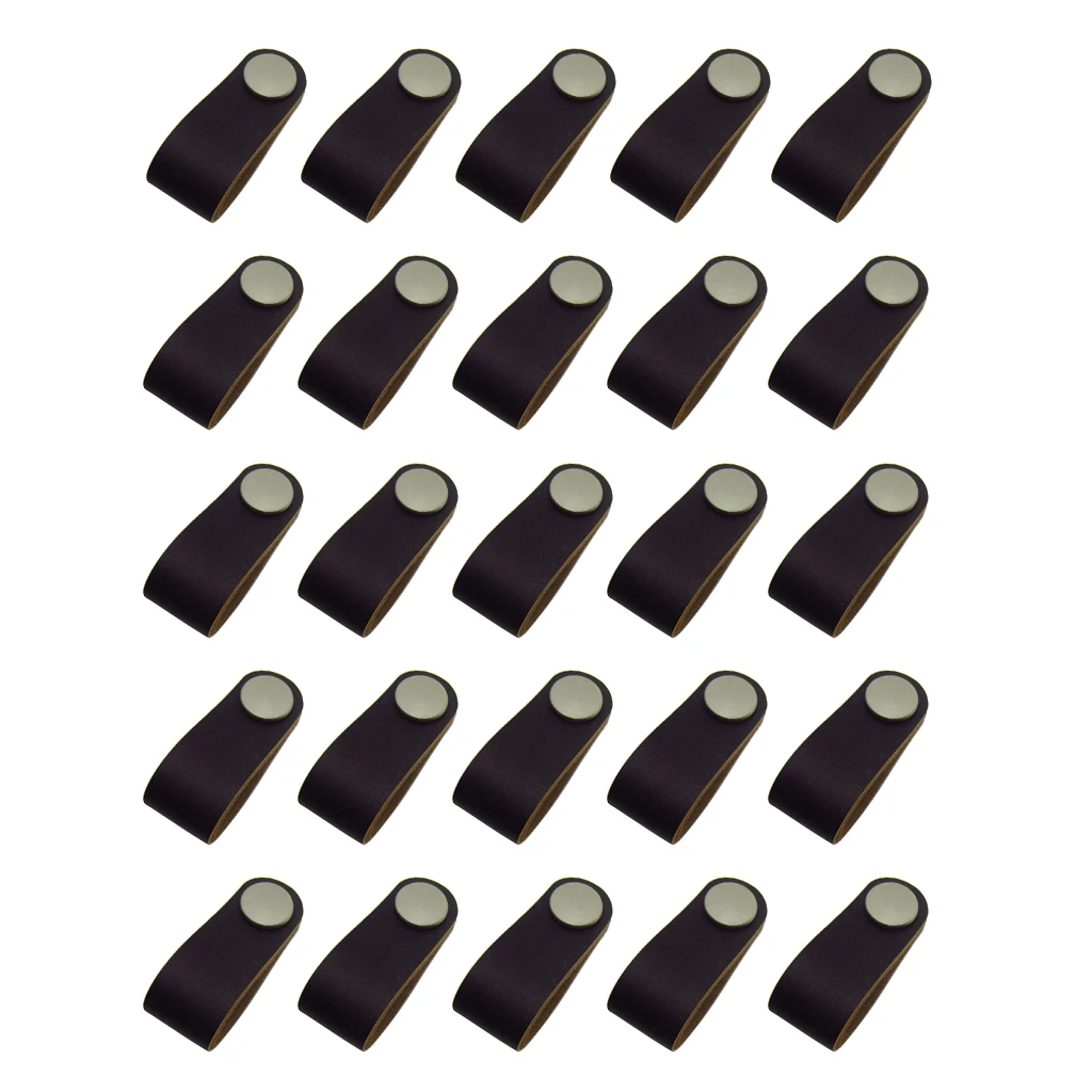25Pcs Handmade Leather Suitcase Handle Drawer Cabinet Leather Handle Pulls Knob for Kitchen
