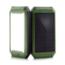 PowerGreen Li-polymer Battery Power Banks 10000mAh LED Solar Charger External Mobile Phone Battery Pack with Keychain Design