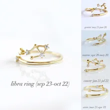 Креативное кольцо созвездия весы Близнецы Телец раковое кольцо с созвездием овна дамское Свадебное обручальное кольцо для женщин модное ювелирное изделие