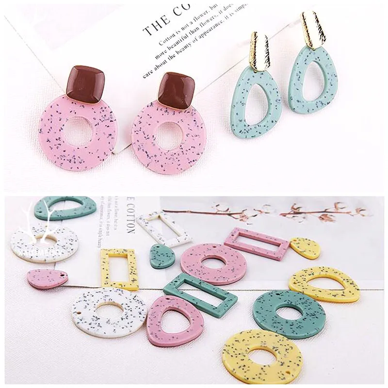 

10pcs Acetic acid rubber plate square round drop Earrings Drop charm Ear Studs tag Jewelry handmade DIY headdress accessessories