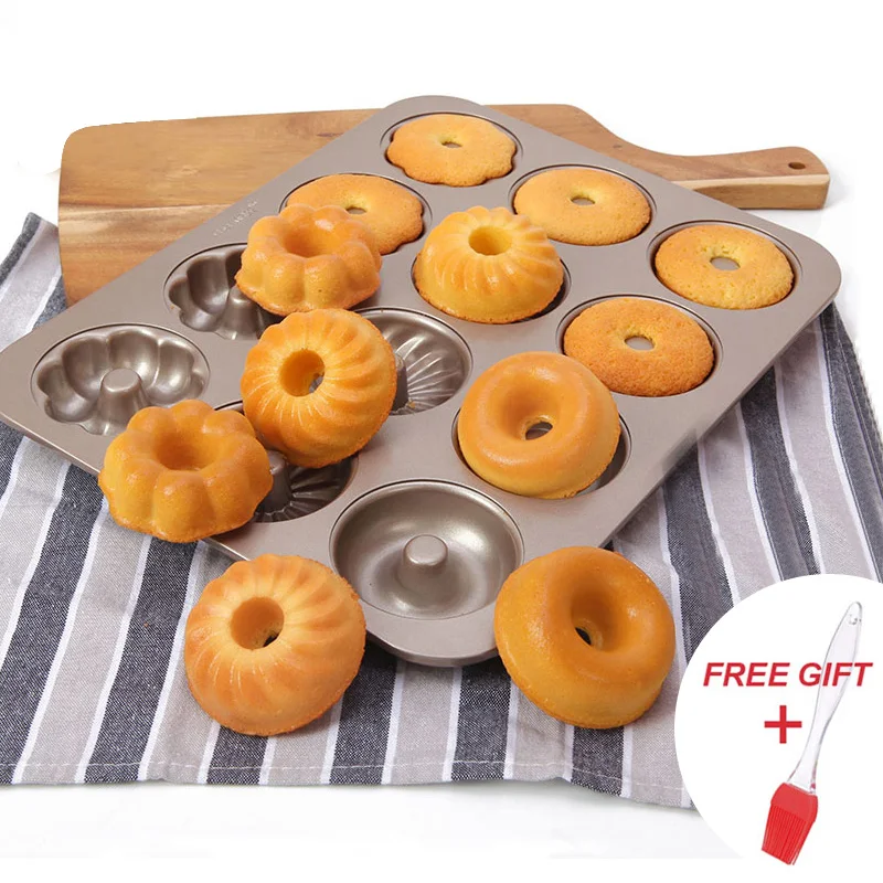12 Holes Donut Mold Cookies Non Stick Doughnut Mould Baking Oven Tray Cupcake Baking Mold Muffin Baking Form Bakeware Tools - Цвет: 12 donuts mold