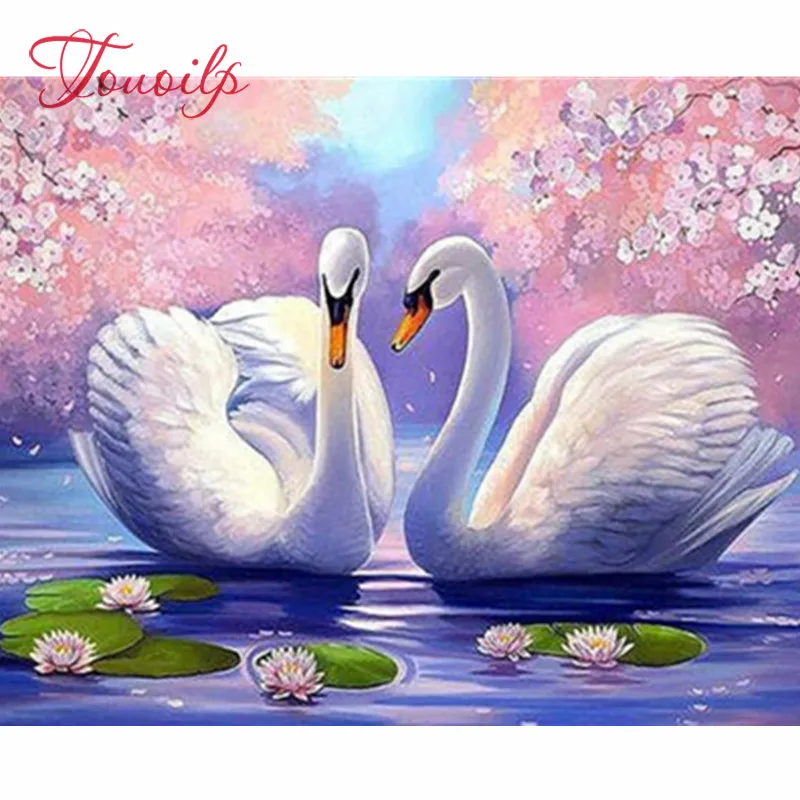 

Touoilp Diamond Mosaic Swans Animal Round Square Diamond Painting Cross Stitch Kit Diamond Embroidery Sale Picture Rhinestone