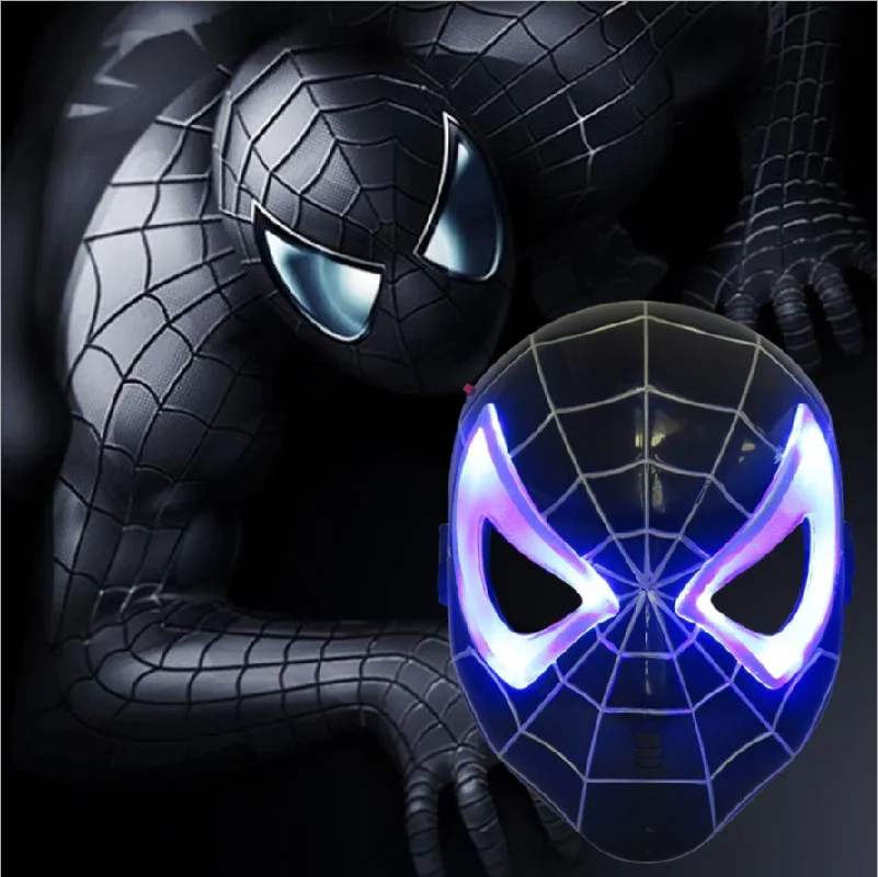 free shipping led glowing lighting mask avengers black spiderman figure party mask halloween cosplay costume accessory boy gift - Animated Halloween Figures free shipping led glowing lighting mask avengers black spiderman figure party mask halloween cosplay costume accessory boy gift - Animated Halloween Figures