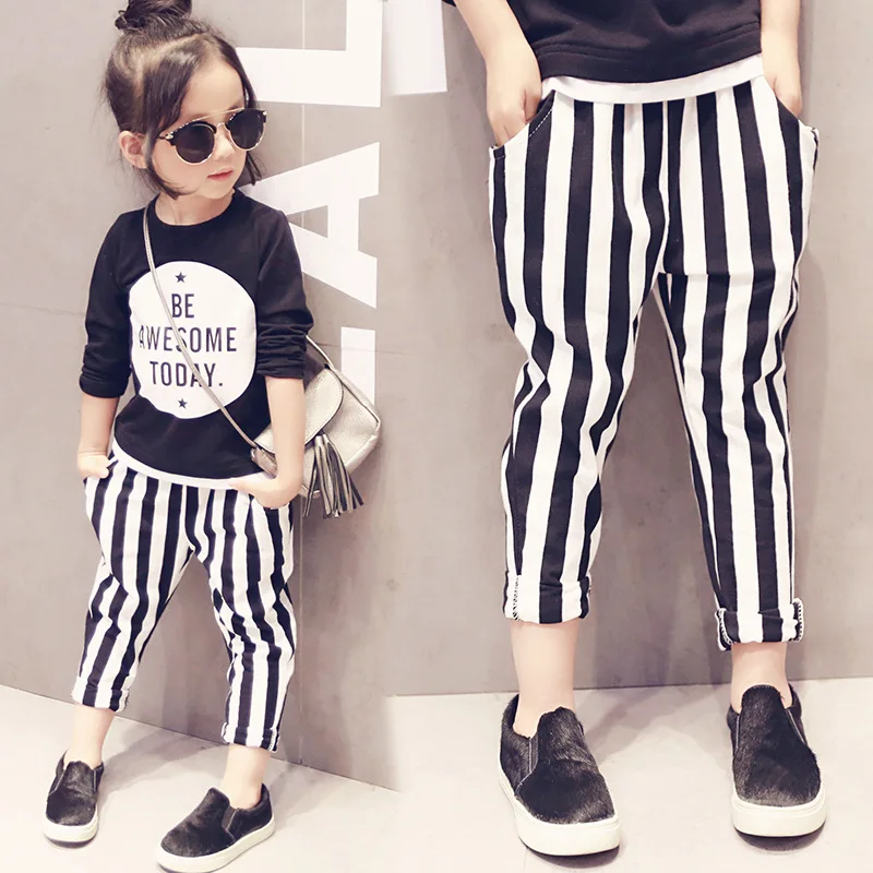 

2018 Spring Girl Fashion Stripe Harem Pants