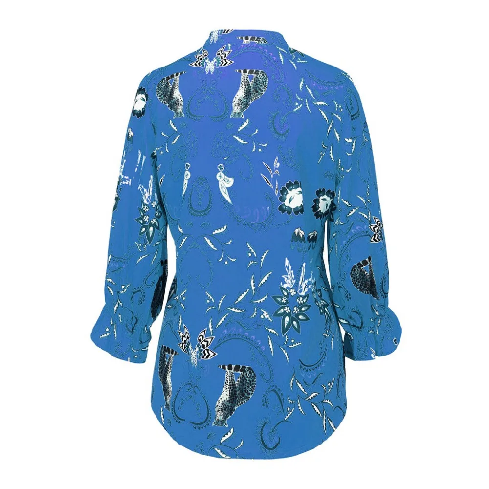 2019 Women's casual printed button lotus leaf sleeve shirt top and blouses summer sexy blouses women beach pretty blouses 40J12 (15)
