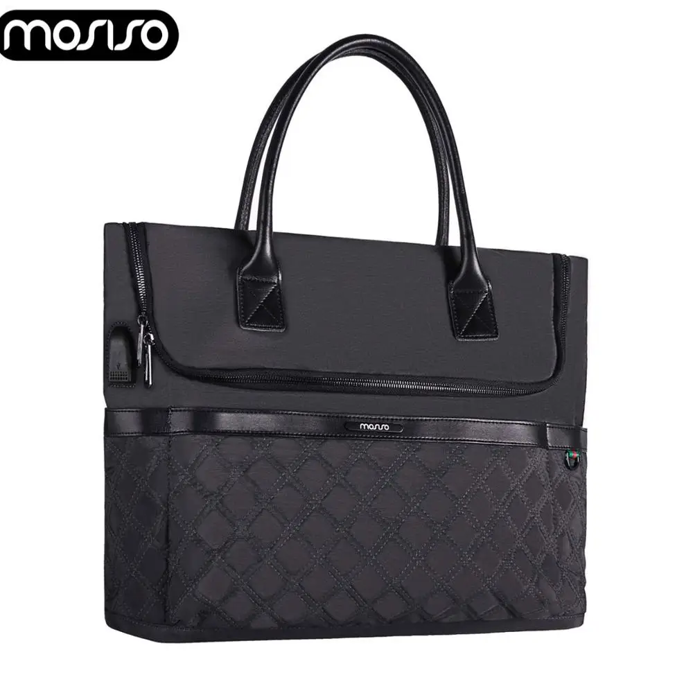

MOSISO Polyester Laptop Tote Bag for Macbook Air Retina Pro HP Asus Acer Lenovo Notebook 17 17.3inch Briefcase Bag with USB Port