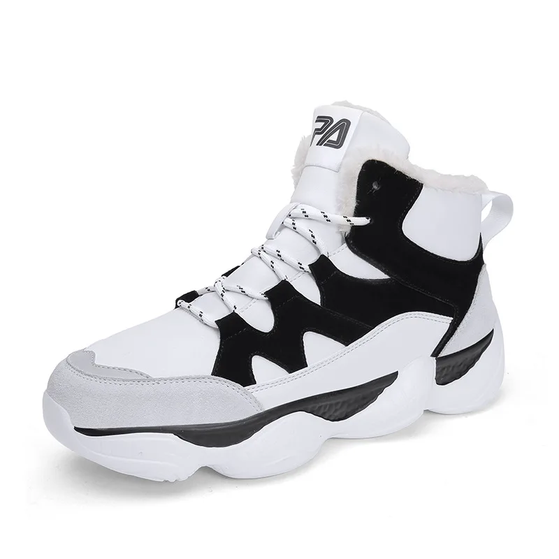 2018 Autumn Winter Men's High   Fashion Cotton Shoes All-match Sports Shoes Men's Leather Casual Shoes