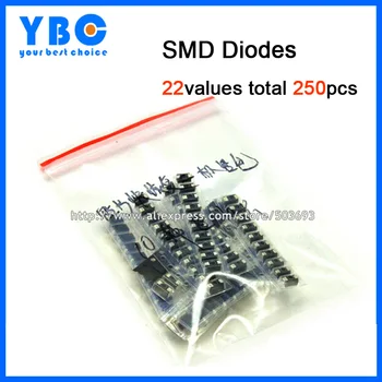 

22values total 260pcs M1 M2 M4 M7 S2M RS1M US1M ES1D SS14 SS110 SS34 LL4148 etc. Rectifier Diodes Assorted Kit