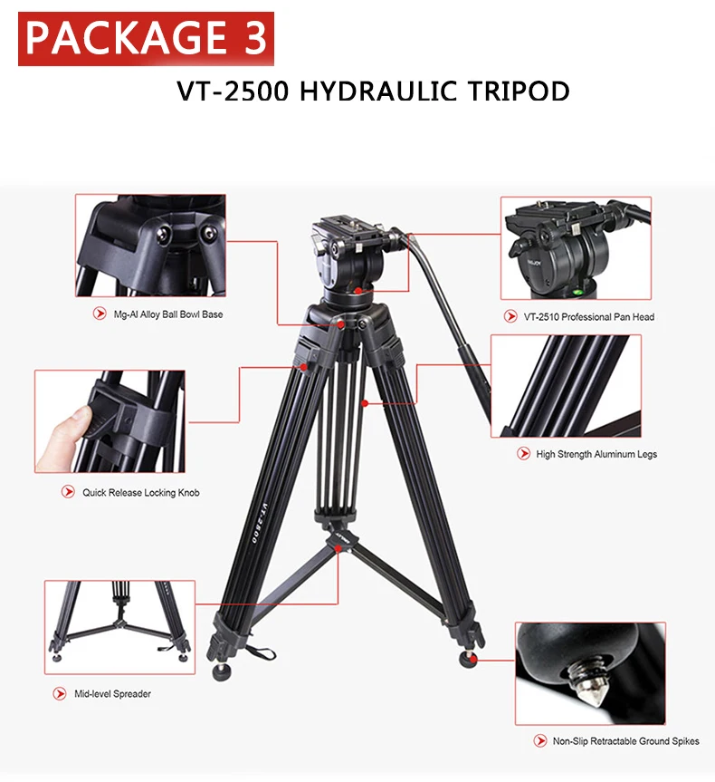 KINGJOY Official VM-80/100 Camera Silent Macro For Nikon Rail Tripod Head Time Lapse Ballhead Balhoofd Tripod Ball Head Video