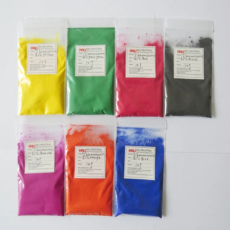 

sell high quality thermochromic pigment,free shipping,heat sensitive pigment powders,1lot=7color,10gram/color,total 70gram.