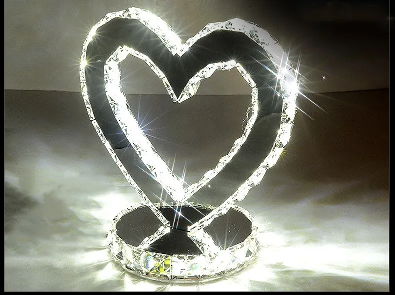 

Creative romantic crystal table light 85-265V D230mm led bedside desk lamp study office bedroom lamps,Heart-shaped desk lamp