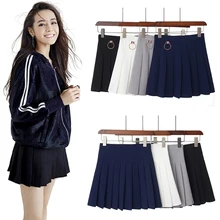 Летние Для женщин Мини-юбки Высокая Талия одноцветное Цвета плиссированные рубашки плюс Размеры S-4XL Chic кольцо плиссированные юбки Женский#5182