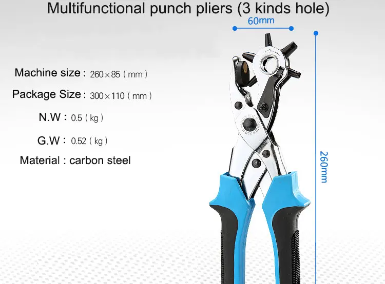 Многофункциональные плоскогубцы. Инструмент. Вращающаяся кожа. Инструмент для перфорации. Пуговица. Заклепки. Люверсы. Перфоратор для ремня