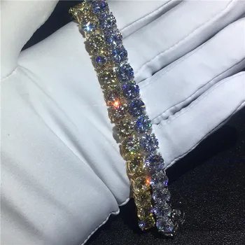 

2 colors Tennis bracelet White Gold Filled 8mm AAAAA Zircon cz Silver Gold Colors Party Wedding bracelets for women Men Jewerly