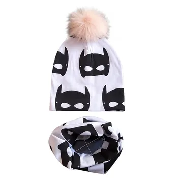 

Summer Baby Hat Cap Baby Printed Detachable Gray Wool Hat Hospital Cap Printed Collar 2pc Cap For Boys Girls Cap Set Hot