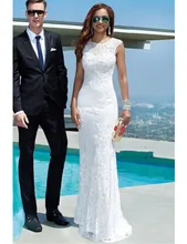 MZY043 White Lace Mermaid Sleeveless Brautkleid Brautkleid Formales Abschlussball-kleid Benutzerdefinierte Größe