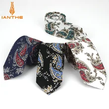 Хлопок 6 см мужские темно-синие фиолетовые Мужские галстуки модели Paisley для мужчин узкий галстук тонкий тощий Cravate Свадебные винтажные Галстуки