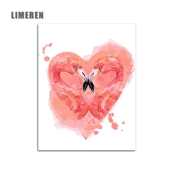 

Flamingo Animals Lovers Oil Painting By Numbers No Frame Canvas DIY Coloring Wall Arts Pictures Modular Nordic Home Decor