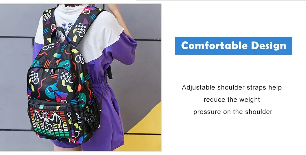 Liyongyi Creative Print Backpack with USB Port- Black 1