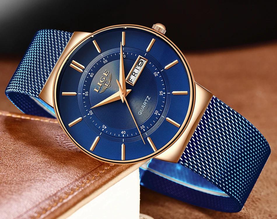 LIGE мужские s часы подарок лучший бренд класса люкс водонепроницаемые наручные часы ультра тонкий Дата кварцевые синие часы мужские спортивные часы Erkek Kol Saati