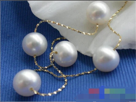 

Free shipping >>>>>>p2116 AAA++ 17" 9mm ROUND AKOYA WHITE PEARL NECKLACE 14KT