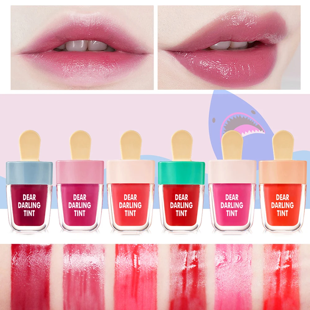 Cute Ice Cream Lip Gloss Long-Lasting Lip Tint Candy Waterproof Long Lasting Makeup Liquid Lipstick Sweet Red Lip Tint TSLM2