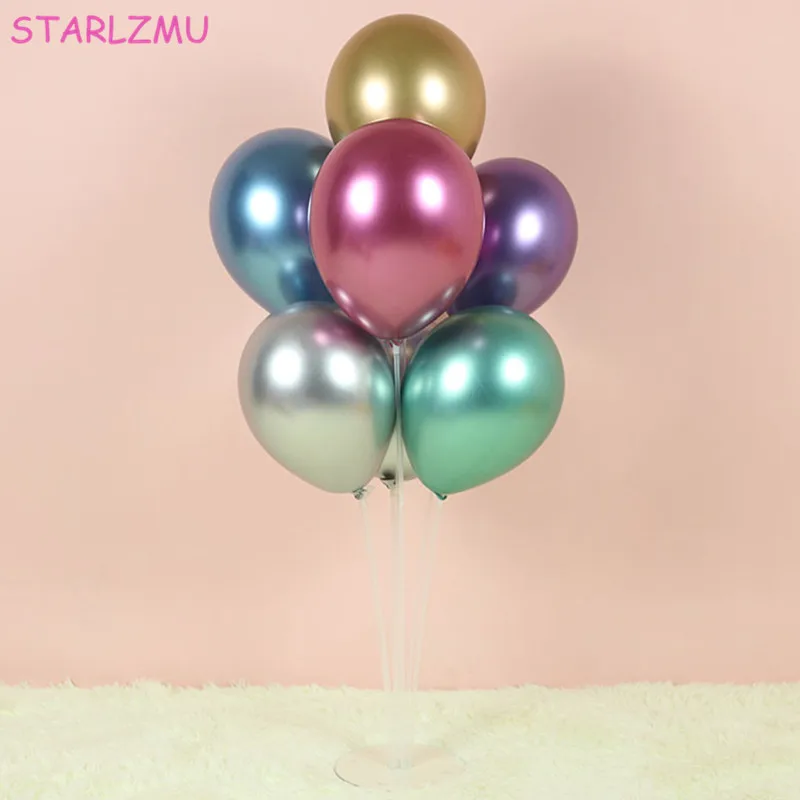 

STARLZMU 9pcs Metallic Latex Balloons Stick Balloon Table Floating Ballons Birthday Party Decorations Kids Air Ballon Holder