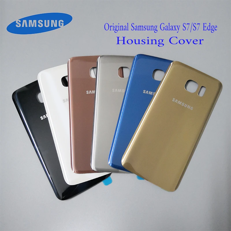 100% оригинальный SAMSUNG Galaxy S7 G930F/S7 EDGE G935F Задняя стеклянная крышка батарейного