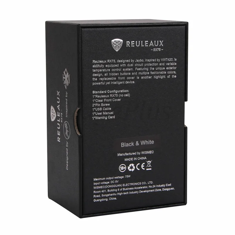 Wismec RX75 Starter Kit with  75W TC Box Mod Reuleaux RX75 and 2ml Amor Mini Atomizer E cigarette RX75 Kit
