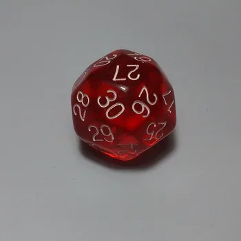 

Free shipping 1pc New 30-sided D30 Exclusive Crystal red color dice large size for board games and card games accessories