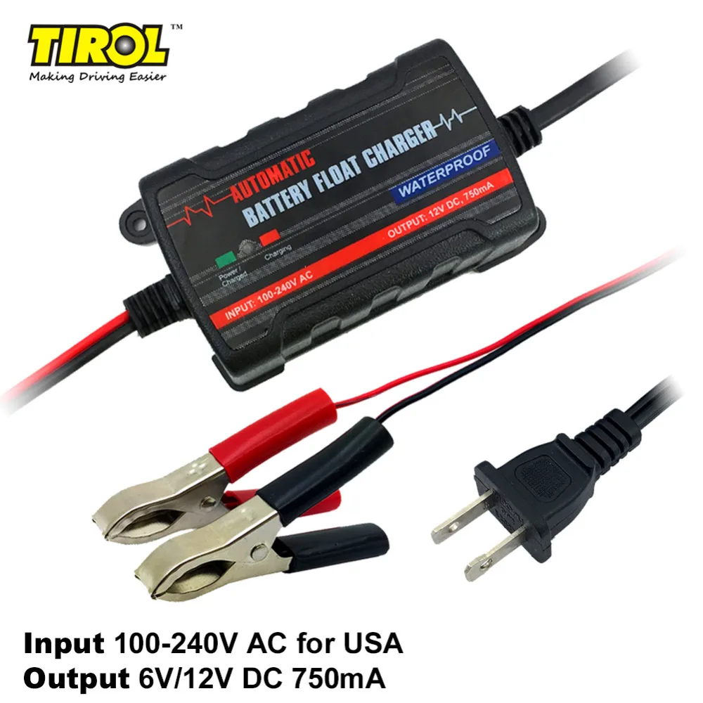 

TIROL 6V 12V Automatic Battery Charger Car Maintainer Lead Maintainer for motorcycle Truck SUV US Plug Free Shipping