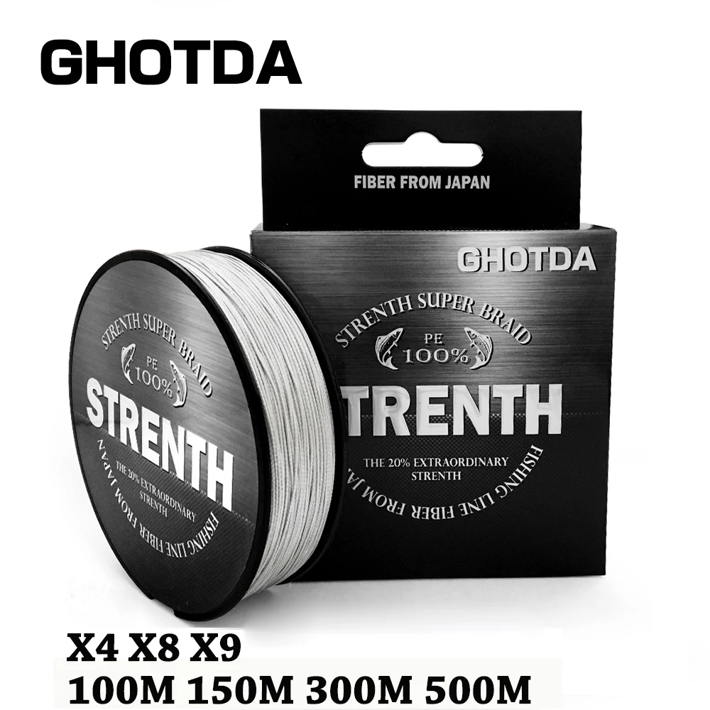 

GHOTDA PE Braided Fishing Line Gray Grey Multifilament Fishing Cord Strong 9/8/4 Strands 100M 150M 300M 500M Fishing